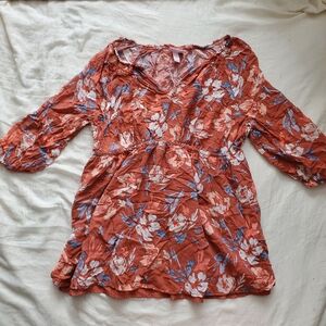 Isabel Maternity by Ingrid & Isabel Floral Blouse in Rust and Blue